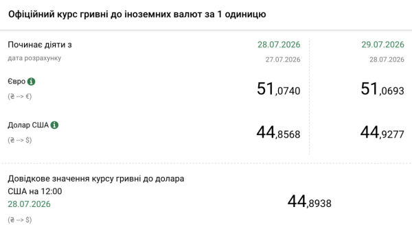 Курс гривні: НБУ встановив курс на 29 липня 4